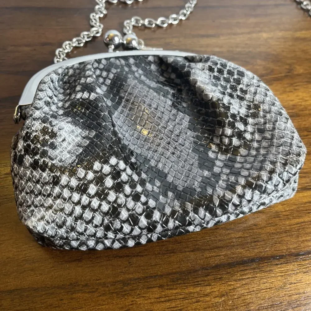 Nicole By Nicole Miller Kiss Lock Crossbody Snakeskin Clutch Baddie Witchy Club